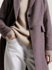 Tommy Hilfiger Red Wool Blend Classic Check Coat - Image 8 of 11