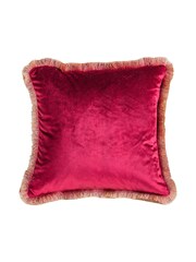 Gallery Home Red Ombre Velvet Fringed Cushion - Image 1 of 2
