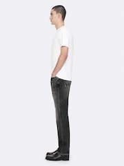 AllSaints Slim Düz Cins Şalvar - 8şəkildən 7 şəkil