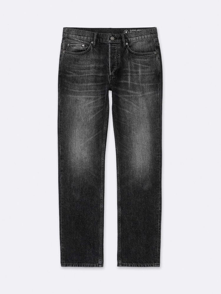 AllSaints Slim Düz Cins Şalvar - 8şəkildən 8 şəkil