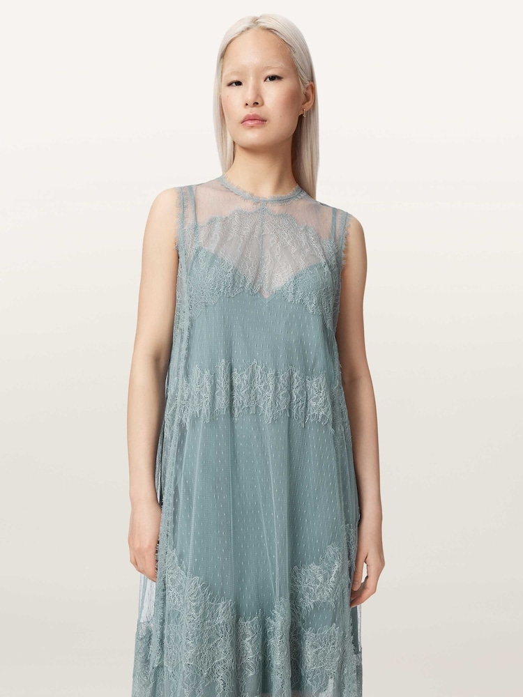 AllSaints Blue Clara Dress - Image 1 of 5 AllSaints Blue Clara Dress - Image 1 of 5