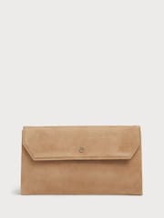 LK Bennett Brown Dora Leather Clutch Bag - Image 1 of 3