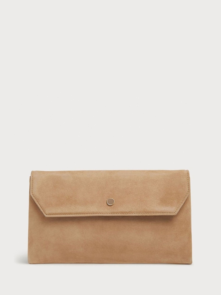 LK Bennett Brown Dora Leather Clutch Bag - Image 1 of 3