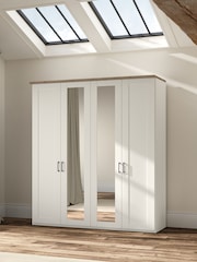 Wiemann White Truro 4 Door Wood and Mirror Semi Fitted Wardrobe - Image 1 of 4