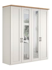 Wiemann White Truro 4 Door Wood and Mirror Semi Fitted Wardrobe - Image 2 of 4