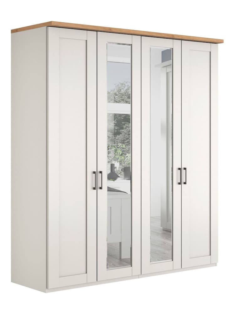 Wiemann White Truro 4 Door Wood and Mirror Semi Fitted Wardrobe - Image 2 of 4