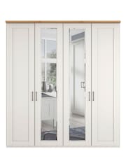 Wiemann White Truro 4 Door Wood and Mirror Semi Fitted Wardrobe - Image 3 of 4
