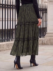 Roman Green Tiered Chiffon Skirt - Image 3 of 4