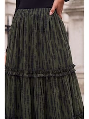 Roman Green Tiered Chiffon Skirt - Image 4 of 4