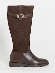 Simply Be Leather Flat Knee High Riding Boots - Image 2 de 4