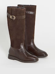 Simply Be Leather Flat Knee High Riding Boots - Image 3 de 4