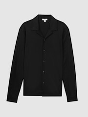 Reiss Black Spence Mercerised Cotton Long Sleeve Shirt - Image 10 of 11