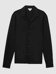Reiss Black Spence Mercerised Cotton Long Sleeve Shirt - Image 2 of 5