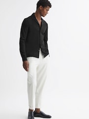 Reiss Black Spence Mercerised Cotton Long Sleeve Shirt - Image 4 of 5