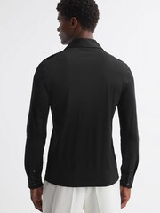 Reiss Black Spence Mercerised Cotton Long Sleeve Shirt - Image 5 of 5