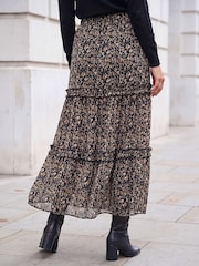 Roman Black Tiered Chiffon Skirt - Image 3 of 4