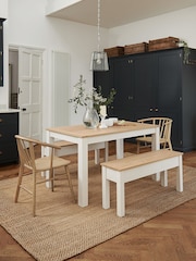 Classic Cream Malvern Oak Effect Dining Table and Bench Set - Image 1 of 5