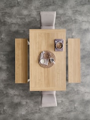Classic Cream Malvern Oak Effect Dining Table and Bench Set - Image 2 of 5