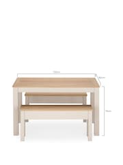 Classic Cream Malvern Oak Effect Dining Table and Bench Set - Image 5 of 5