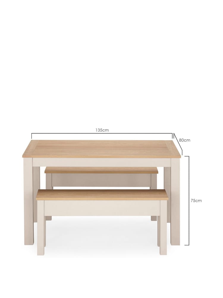Classic Cream Malvern Oak Effect Dining Table and Bench Set - Image 5 of 5