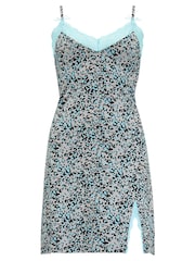 Pour Moi Grey/Blue Sofa Loves Lace Hidden Support Soft Jersey Split Chemise - Image 3 of 4