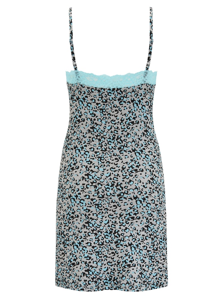 Pour Moi Grey/Blue Sofa Loves Lace Hidden Support Soft Jersey Split Chemise - Image 4 of 4