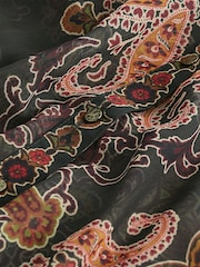 Dark Brown Paisley Print Gold Button Detail Sheer Long Sleeve Shirt - Image 7 of 7