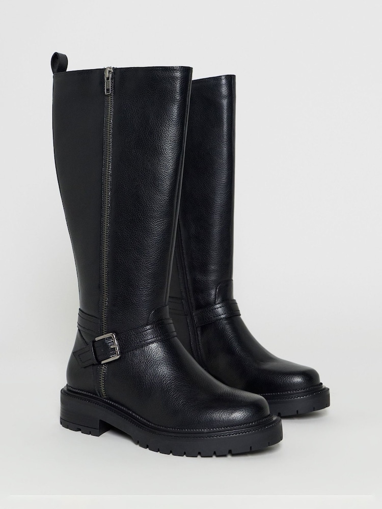 Simply Be Black Wide Fit Zip Detail Knee High Boots - Image 2 of 4 Simply Be Black Wide Fit Zip Detail Knee High Boots - Image 2 of 4