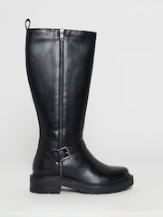 Simply Be Black Wide Fit Zip Detail Knee High Boots - Image 3 of 4