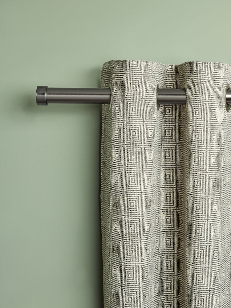 Pewter Grey Stud Finial Extendable 35mm Curtain Pole Kit - Image 1 of 4