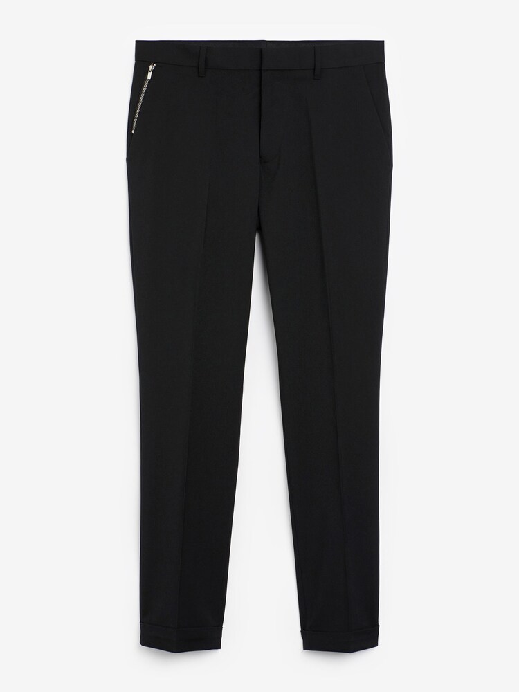 Black Slim Zip Trousers - Image 2 of 3