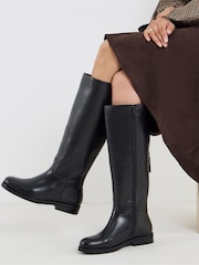 Simply Be Leather Flat Knee High Boots - Bild 1 von 4