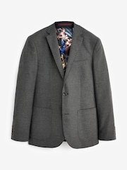 Charcoal Grey Slim Fit Textured Smart Blazer - Image 2 of 5