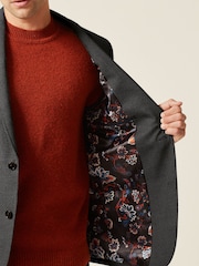 Charcoal Grey Slim Fit Textured Smart Blazer - Image 4 of 5