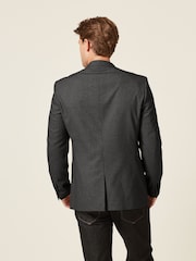 Charcoal Grey Slim Fit Textured Smart Blazer - Image 5 of 5