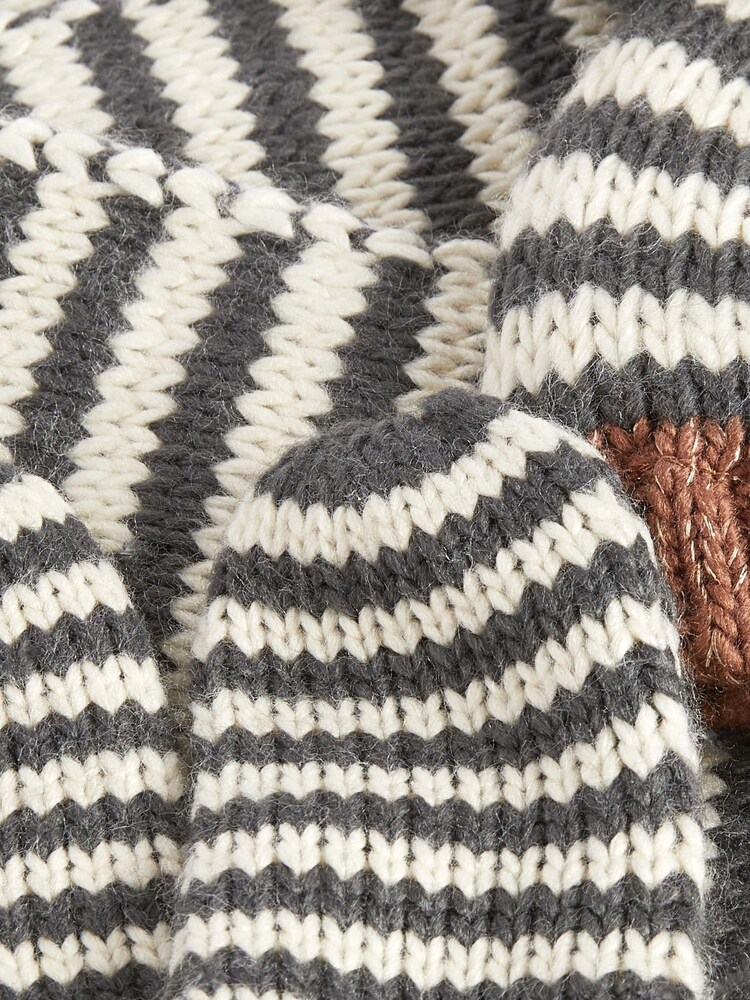 Neutral Stripe Pom Hat, Mitts And Scarf 3 Piece Set (3mths-6yrs) - Image 2 of 2