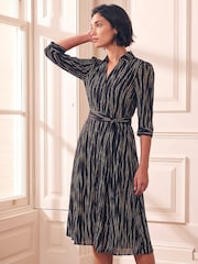 Roman Black Petite Abstract Shirt Dress - Image 1 of 4