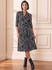 Roman Black Petite Abstract Shirt Dress - Image 2 of 4