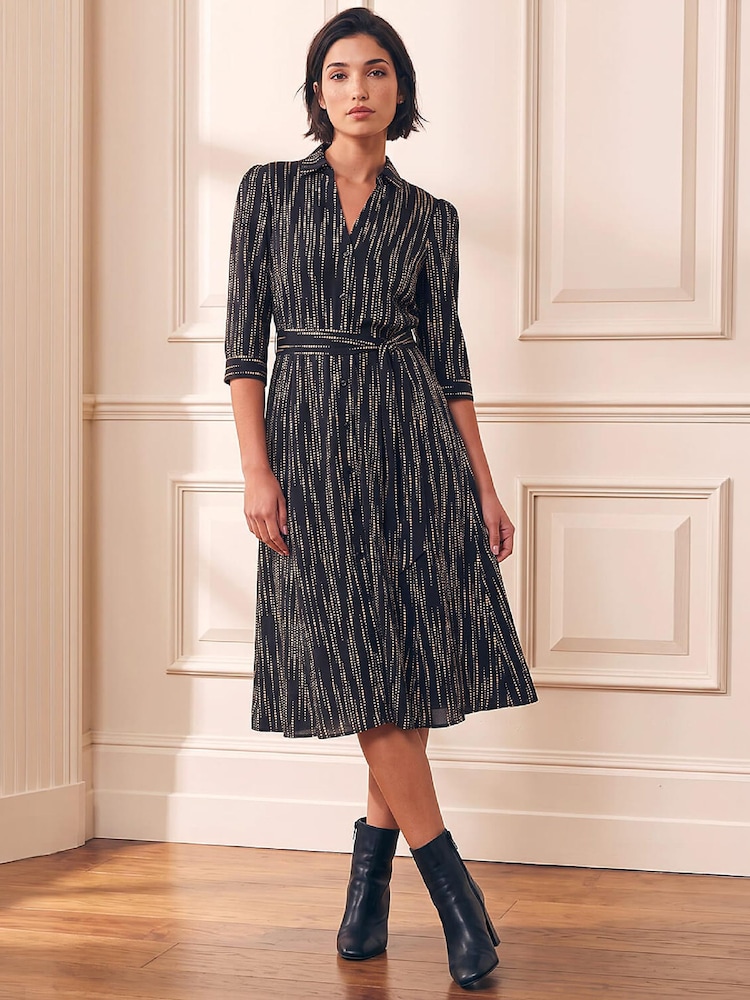 Roman Black Petite Abstract Shirt Dress - Image 2 of 4 Roman Black Petite Abstract Shirt Dress - Image 2 of 4