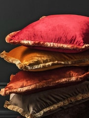 Gallery Home Orange Ombre Velvet Fringed Cushion - Image 1 of 2