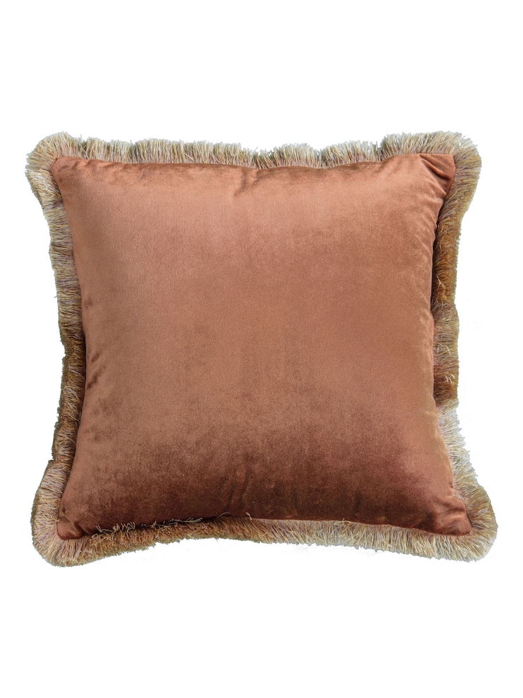 Gallery Home Orange Ombre Velvet Fringed Cushion - Image 2 of 2