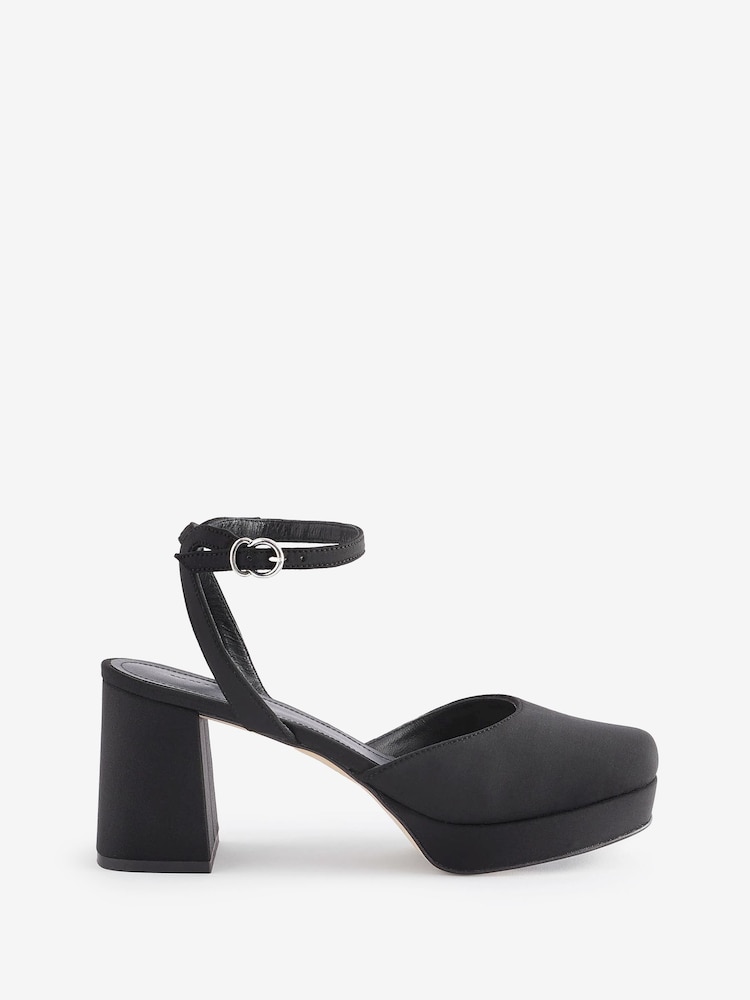Whistles Estella Satin Platform Black Shoes - Image 1 of 1