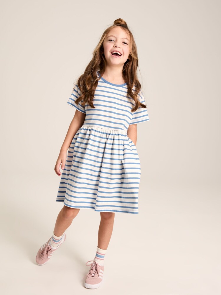 Joules Skye Blue Striped Jersey T-Shirt Dress - Image 1 of 4