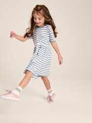 Joules Skye Blue Striped Jersey T-Shirt Dress - Image 3 of 4