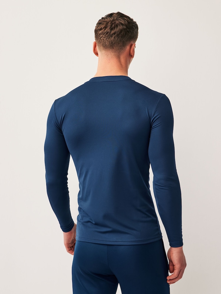 adidas Navy Blue Teamwear Base Layer Long Sleeve Top - Image 2 of 7