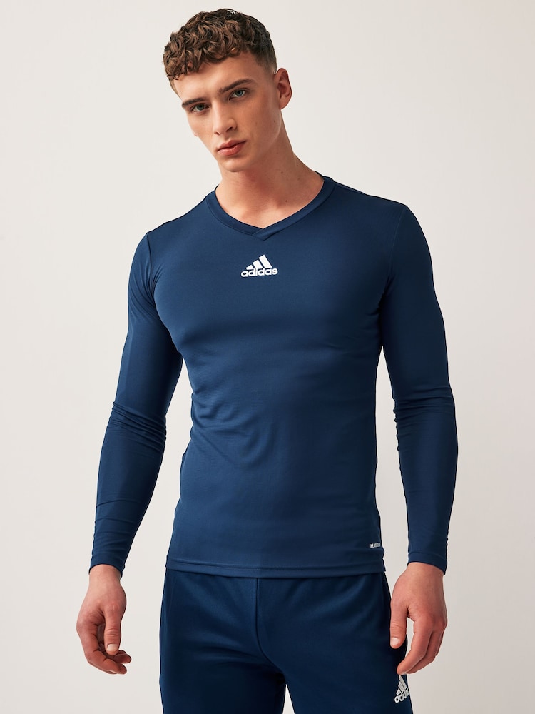 adidas Navy Blue Teamwear Base Layer Long Sleeve Top - Image 4 of 7