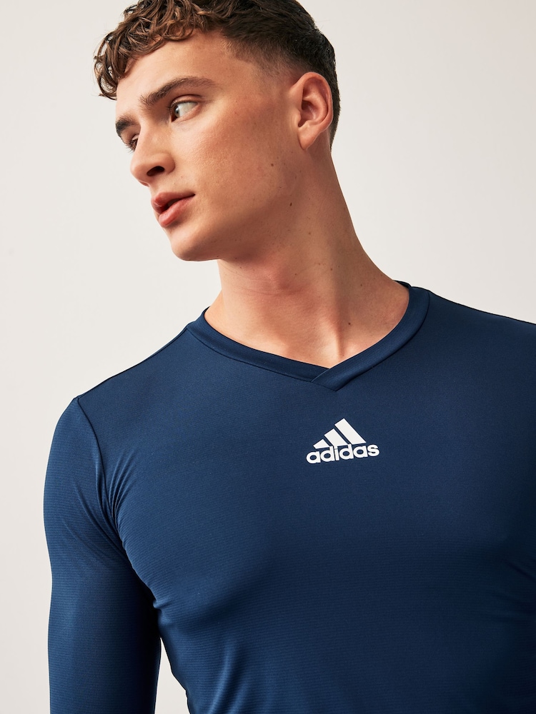 adidas Navy Blue Teamwear Base Layer Long Sleeve Top - Image 5 of 7
