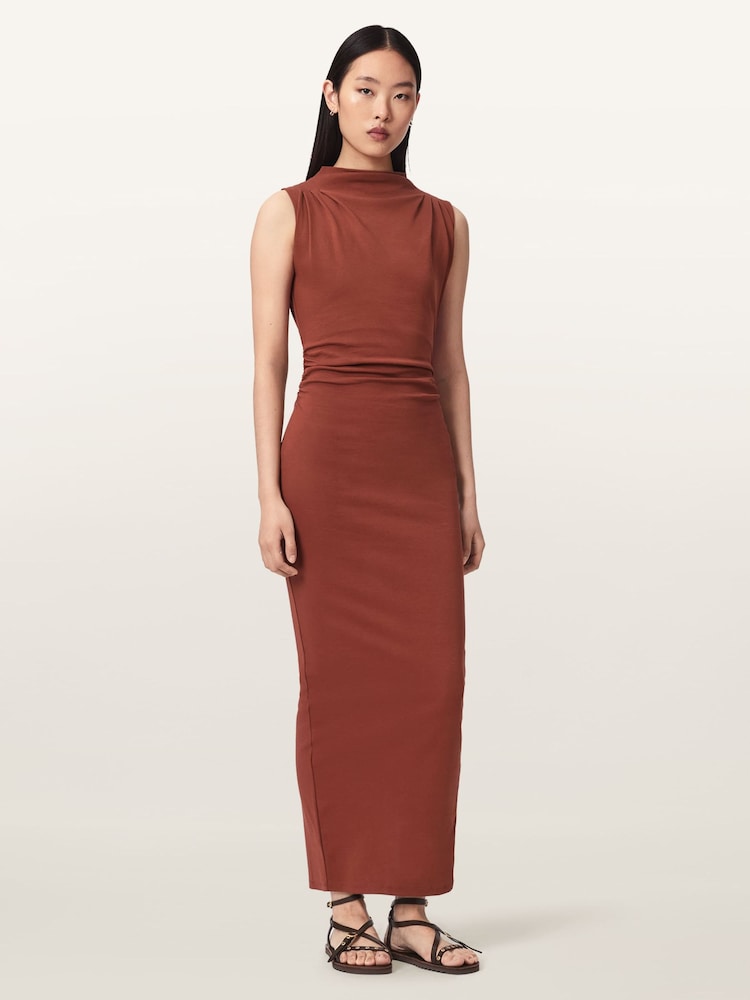 AllSaints Brown Katarina Cowl Dress - Image 1 of 6 AllSaints Brown Katarina Cowl Dress - Image 1 of 6