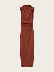 AllSaints Brown Katarina Cowl Dress - Image 6 of 6