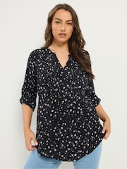 Yours Curve Black Pintuck Blouse - Image 1 of 5